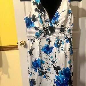EUC AND Floral Blue and White Dress